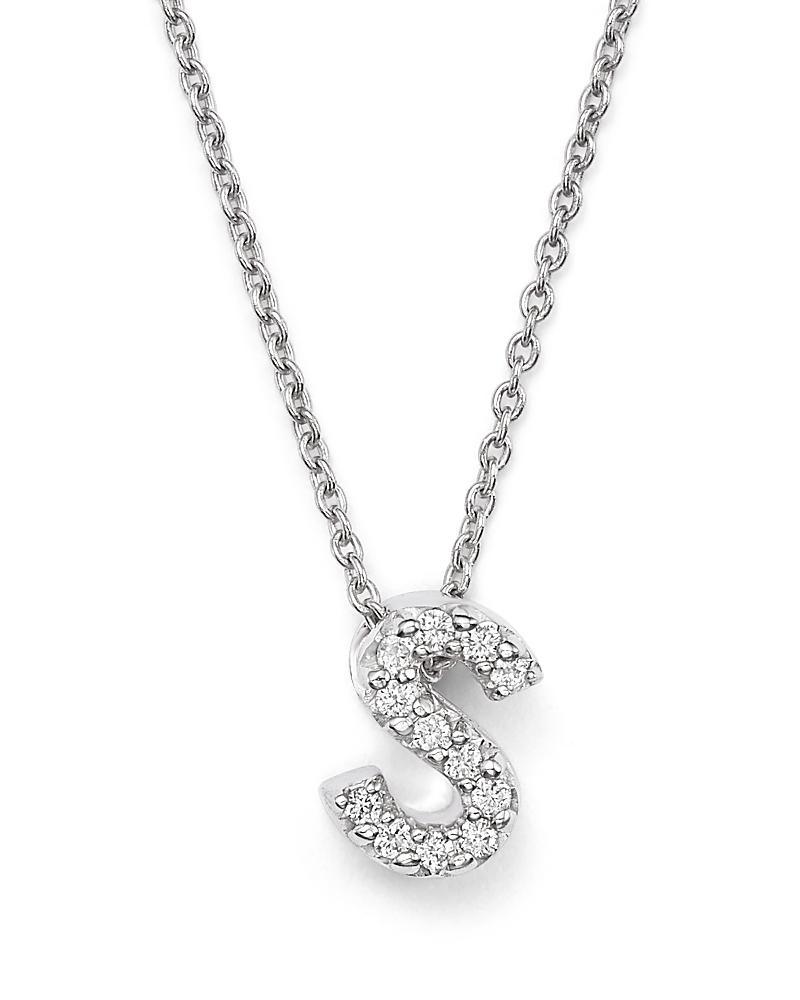 Roberto Coin 18K White Gold Initial Love Letter Pendant Necklace with Diamonds, 16 Product Image