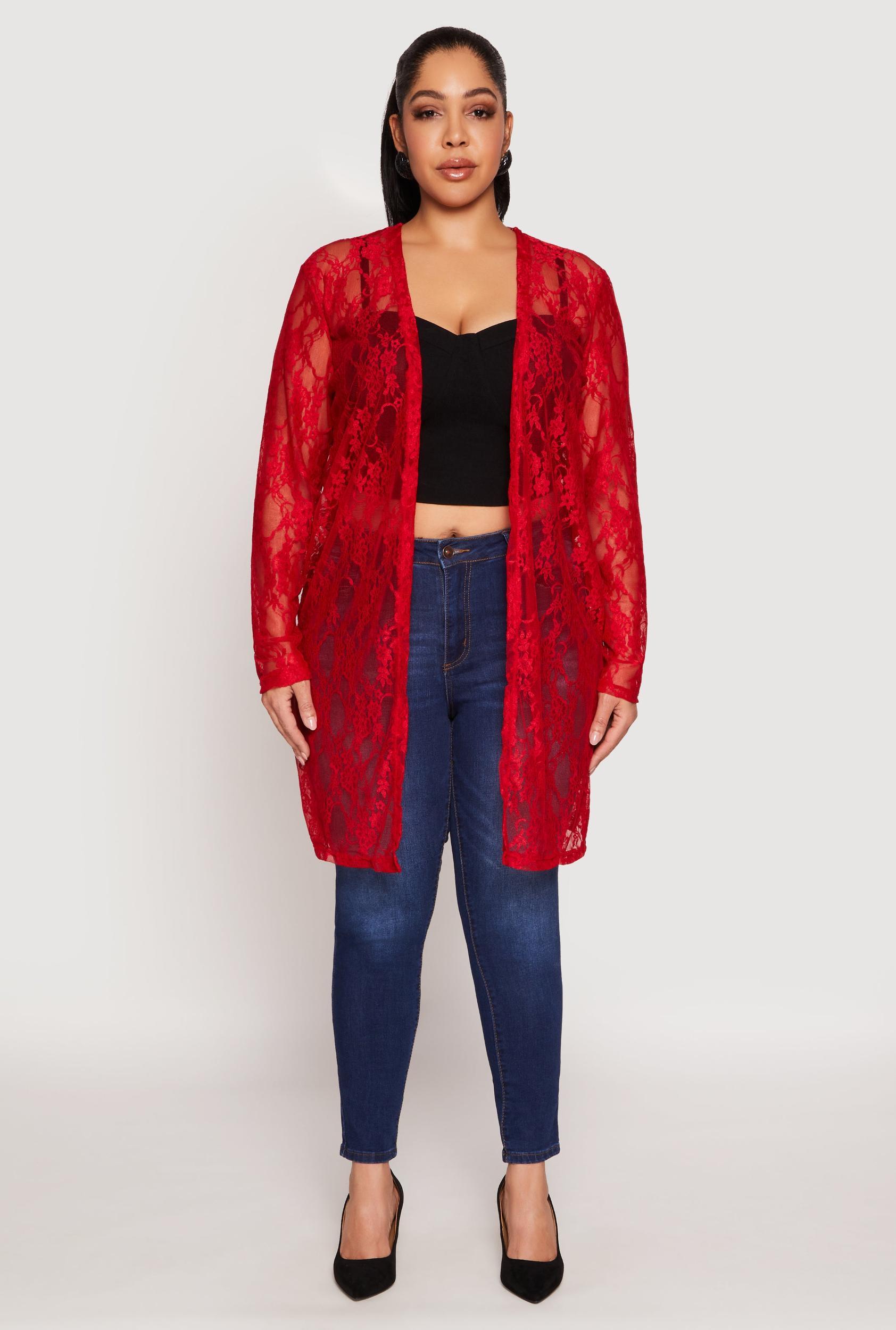 Womens Plus Size Lace Duster Product Image