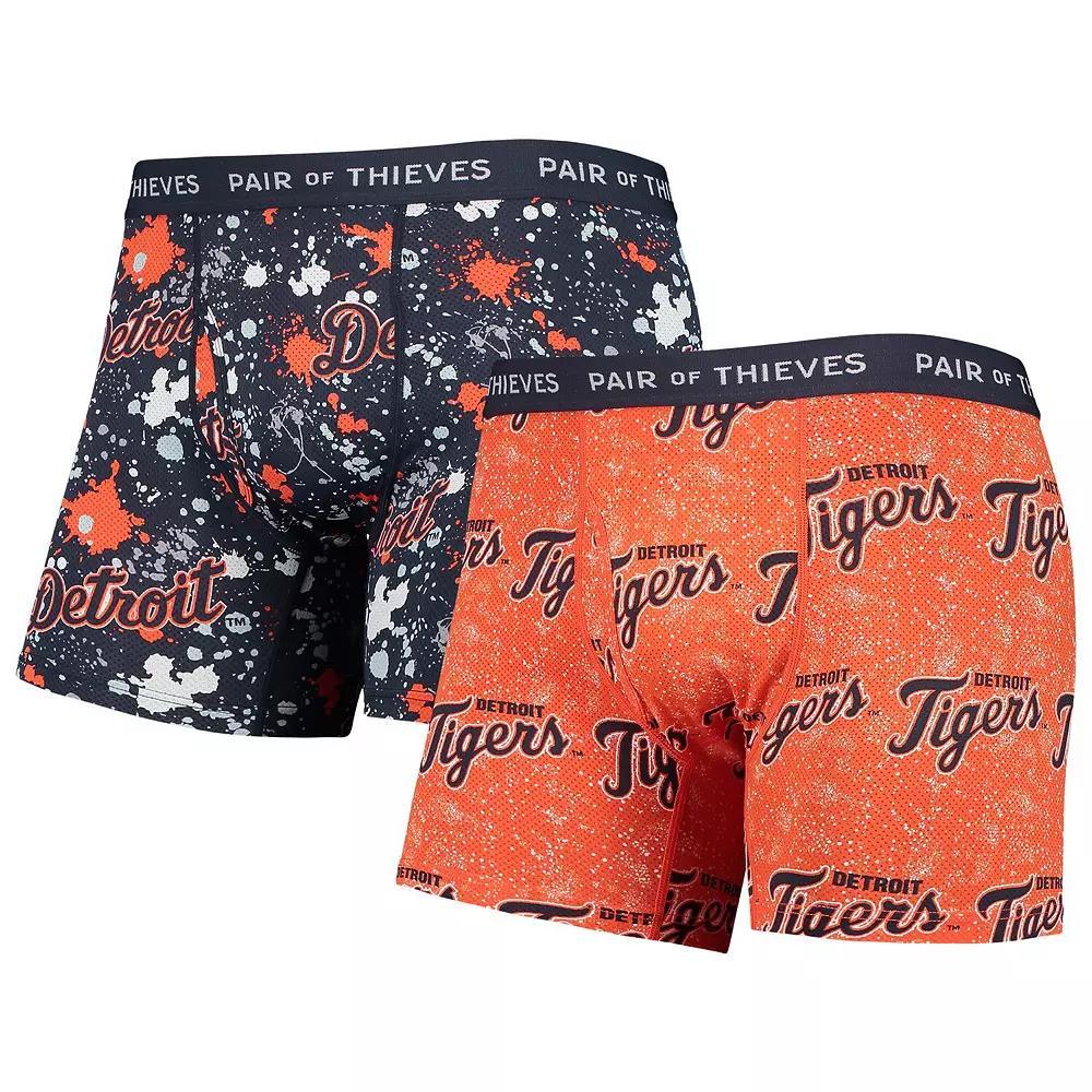 Men's Pair of Thieves Orange/Navy Detroit Tigers Super Fit 2-Pack Boxer Briefs Set, Size: Small Product Image