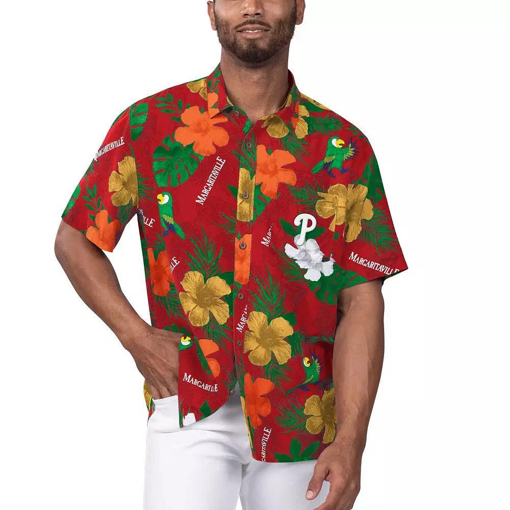 Men's Margaritaville Red Los Angeles Angels Island Life Floral Party Button-Up Shirt, Size: XXL Product Image