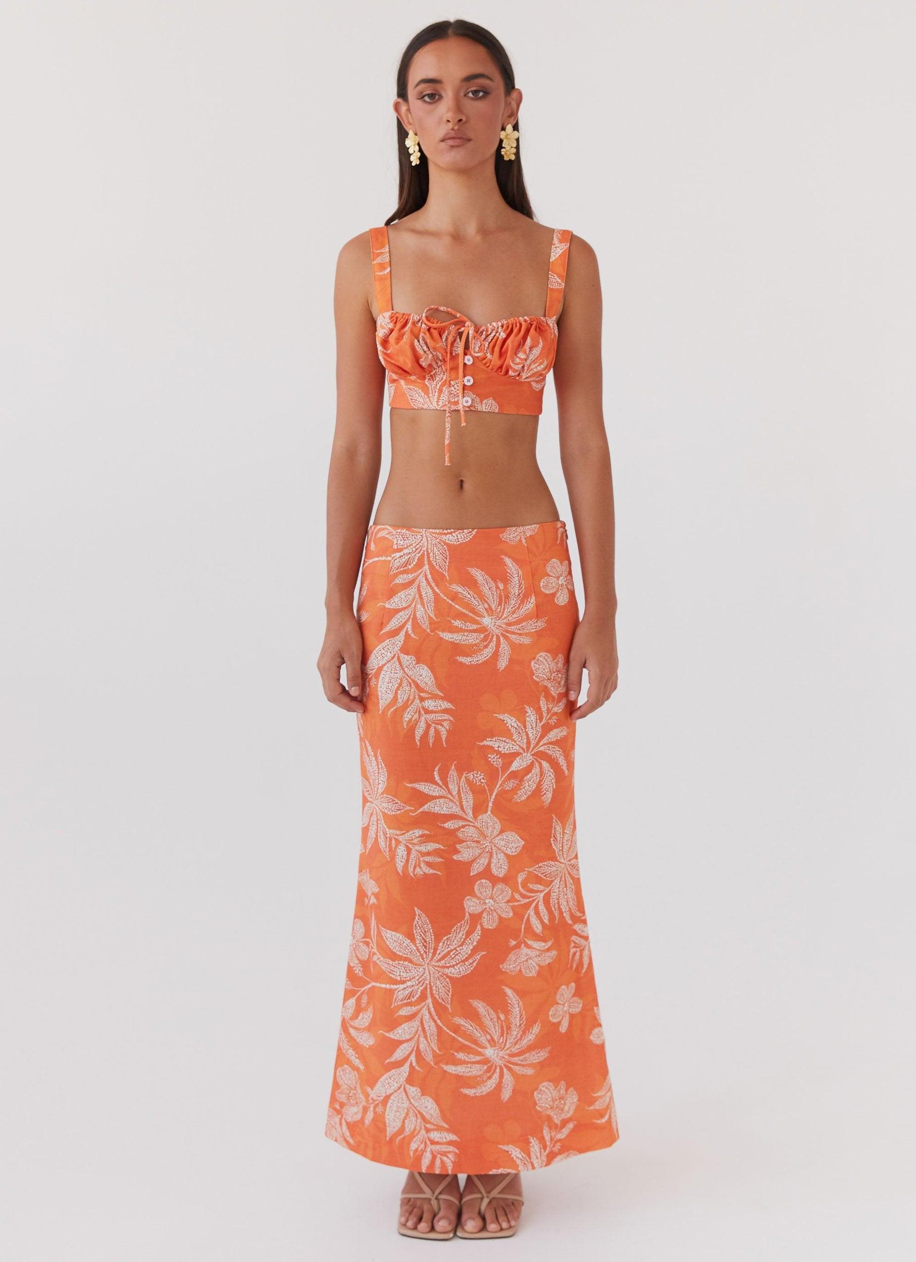 Born For Bordeaux Linen Skirt - Tropic Sunset Product Image
