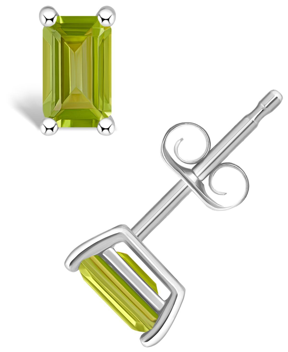 14k Gold Emerald Cut Birthstone Stud Earrings, Women's, Peridot Aug Product Image