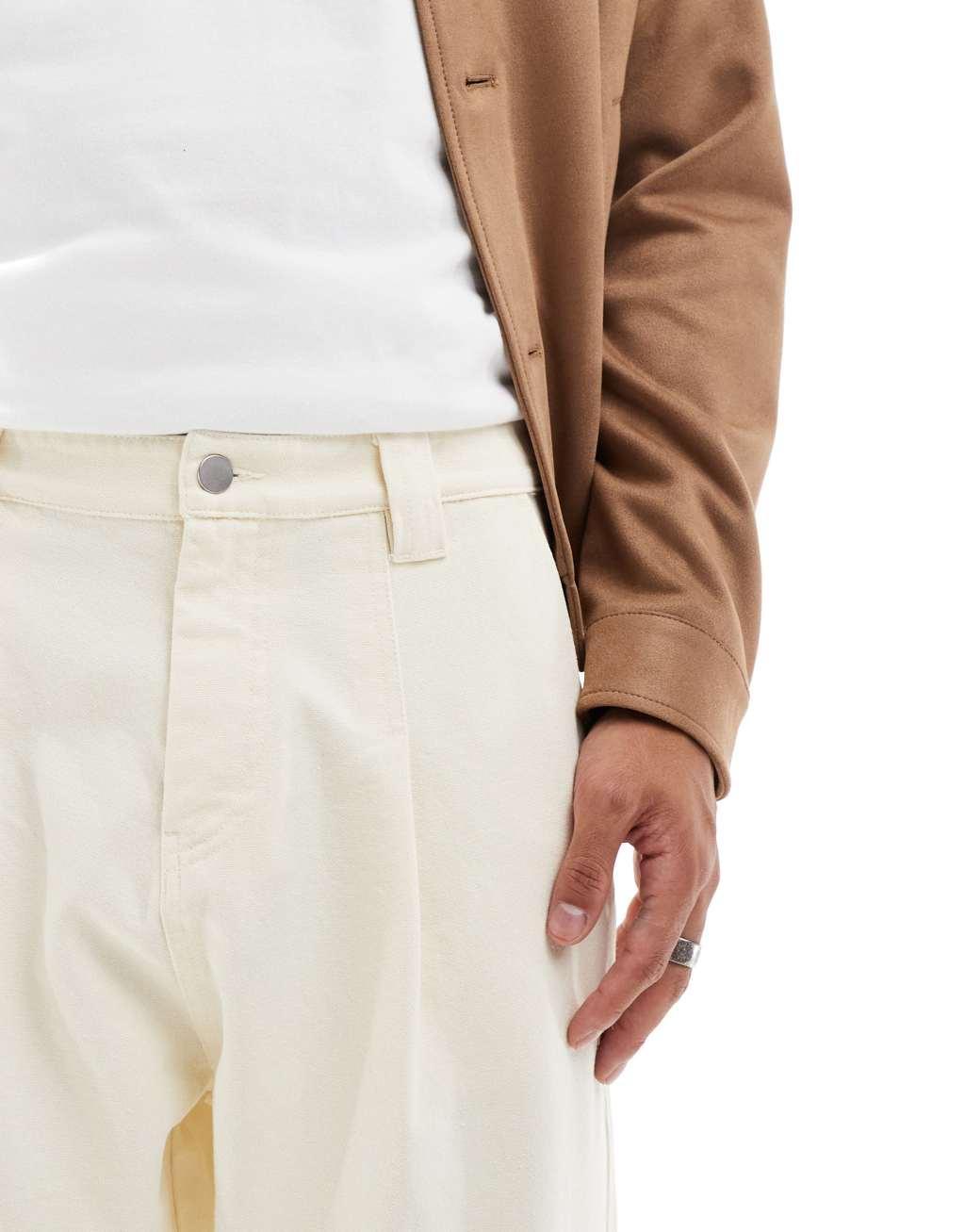ASOS DESIGN balloon fit chino pants in ecru Product Image