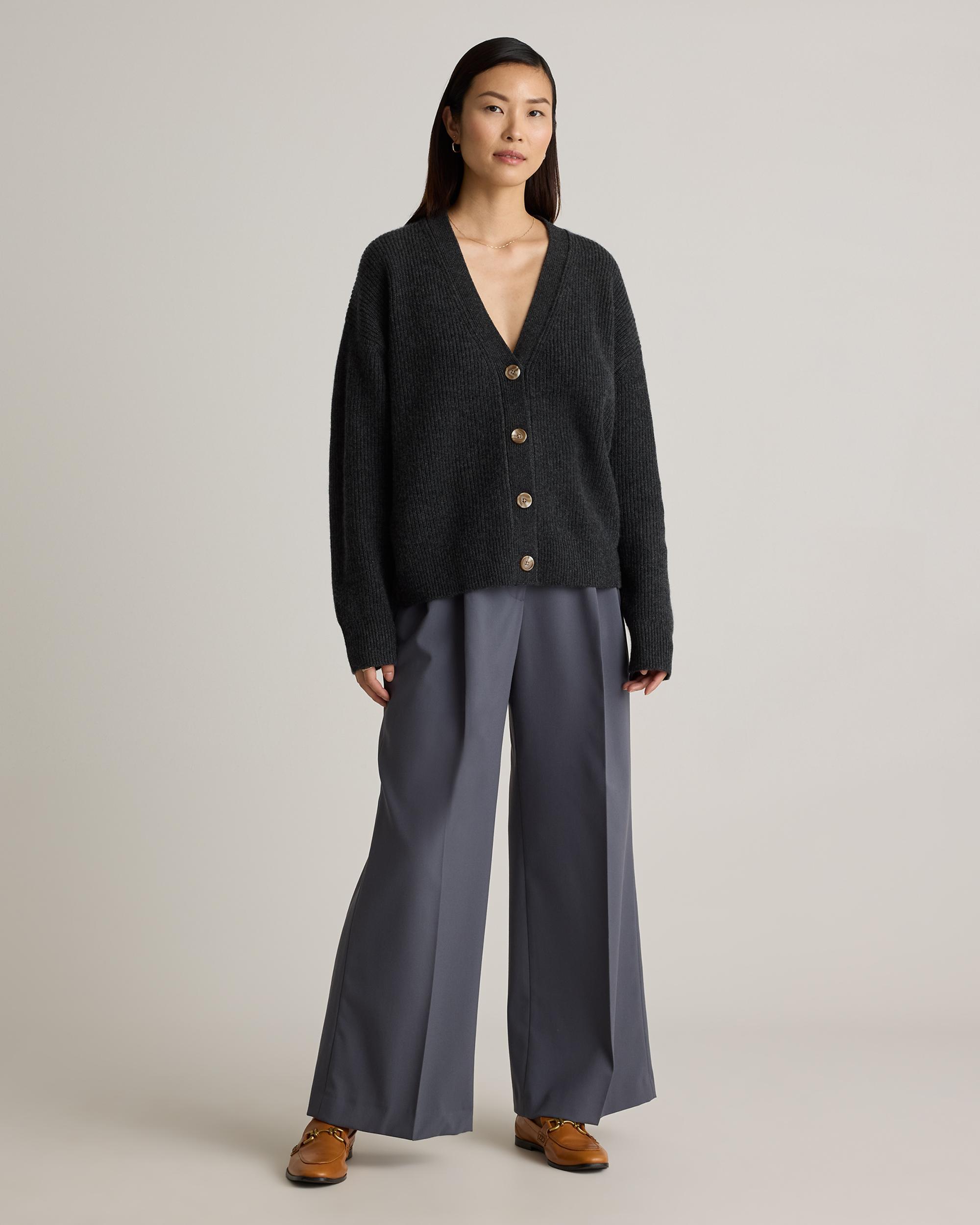 Quince | Women's Mongolian Cashmere Fisherman Boxy Cropped Cardigan Sweater Product Image