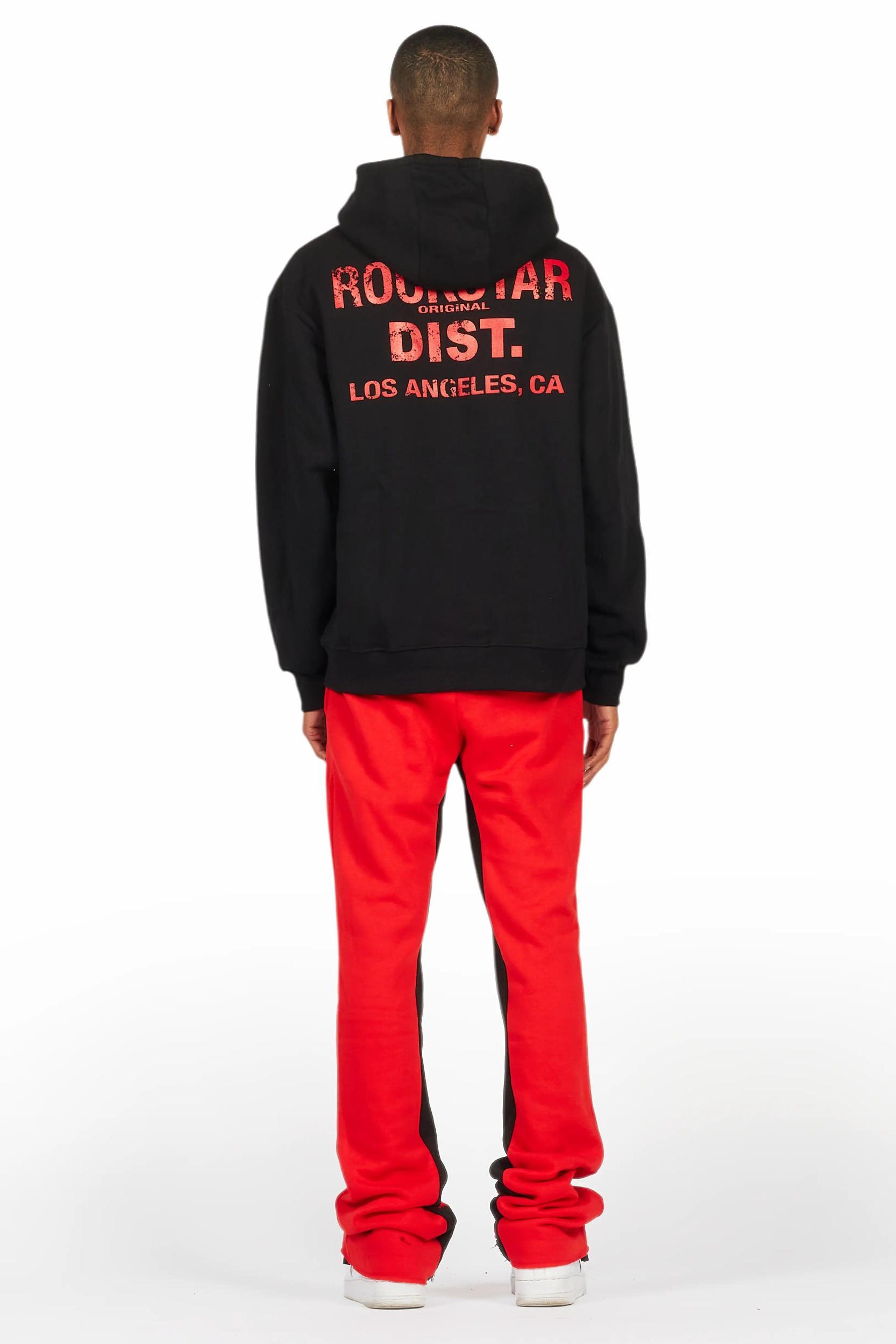 Devan Black/Red Hoodie/Baggy Stacked Flare Pant Set Male Product Image