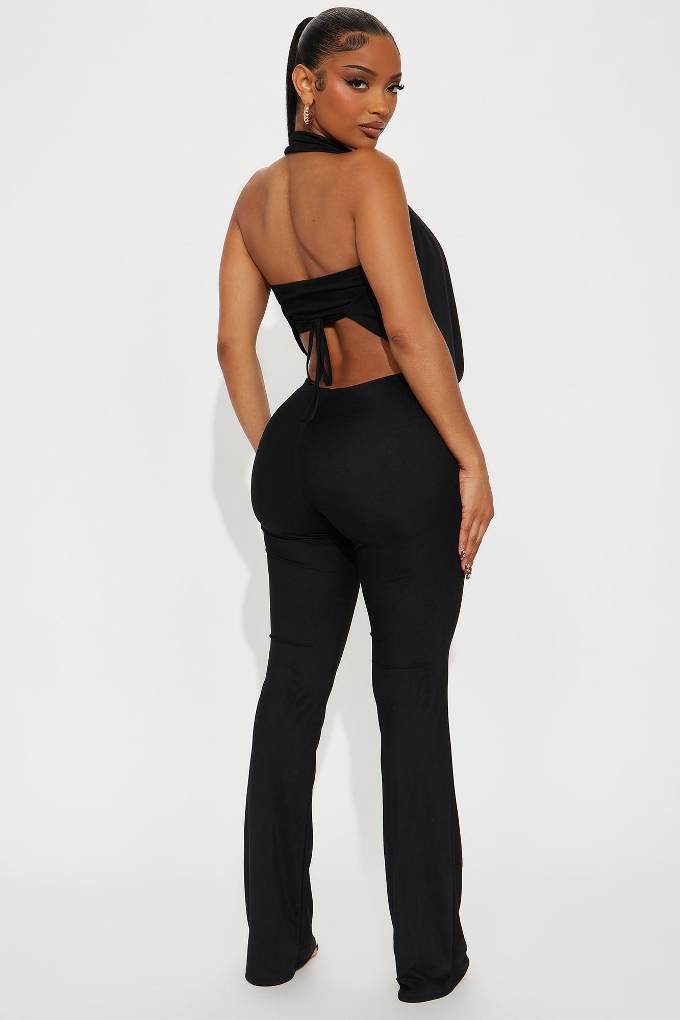 Stolen Glances Mesh Halter Jumpsuit - Black Product Image