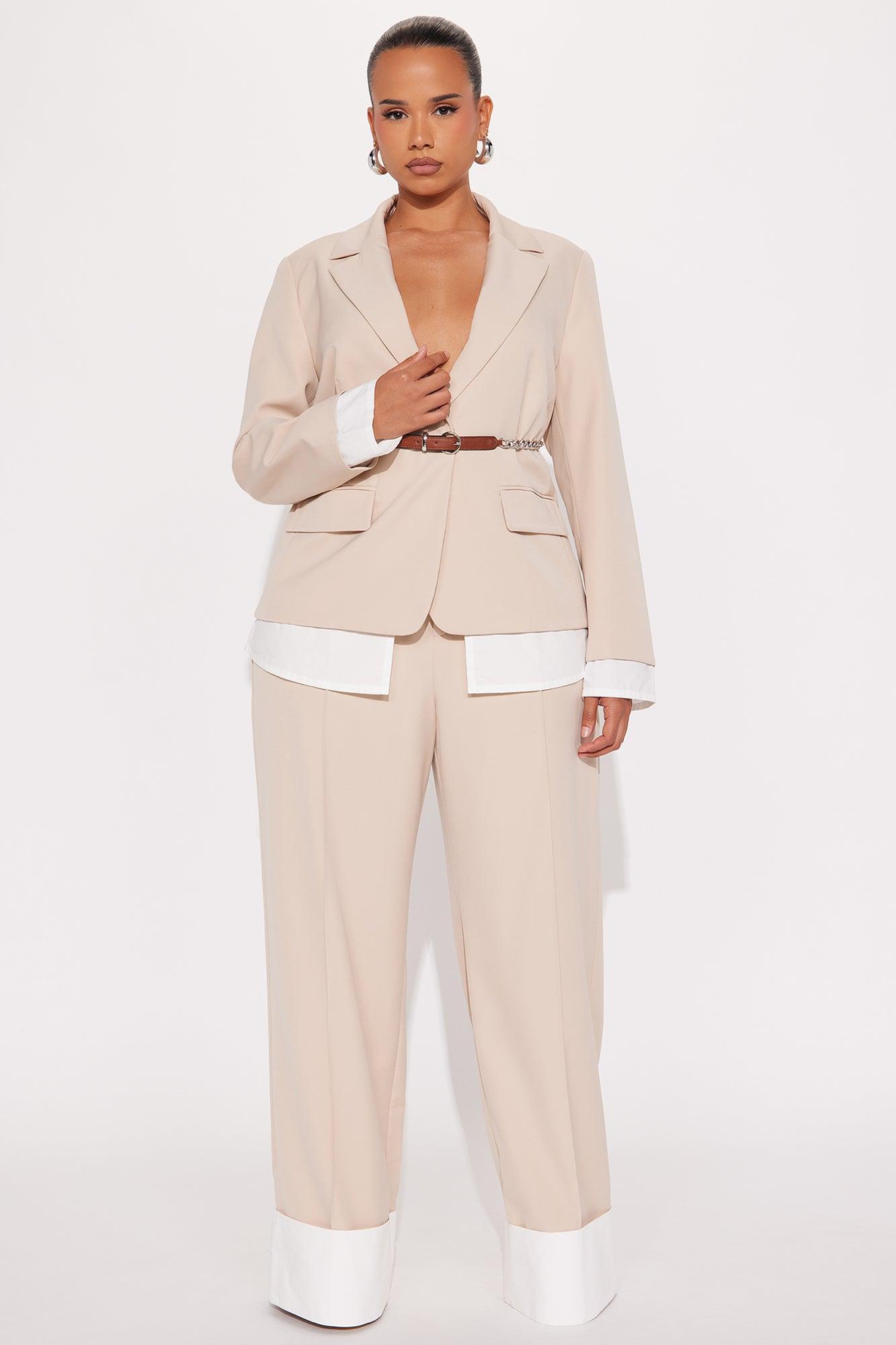Making Moves Office Pant Set - Beige Product Image