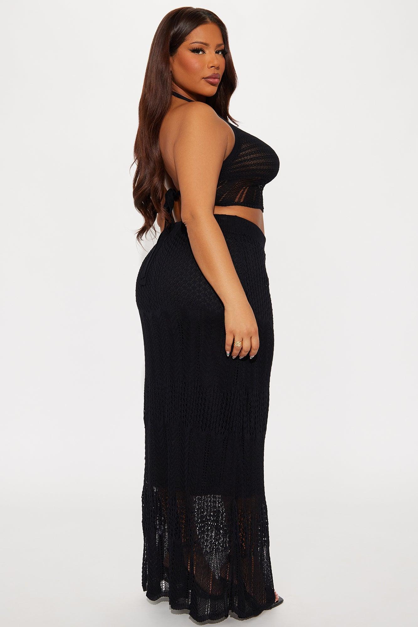 Marbella Crochet Maxi Skirt Set - Black Product Image