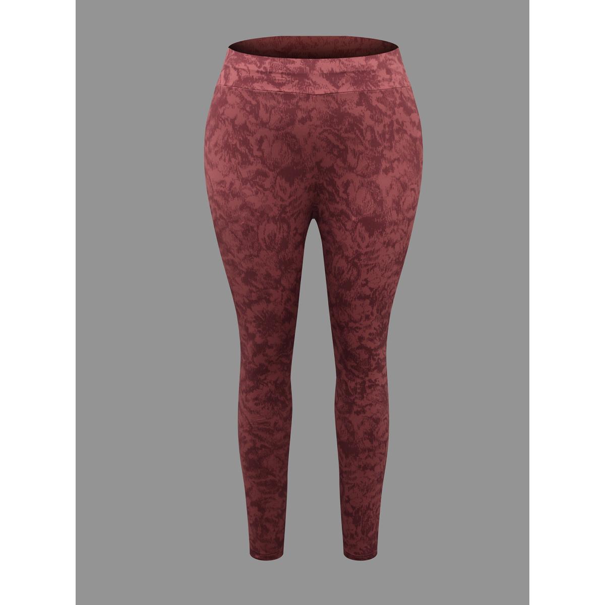 Plus Size Textured Mid Rise Skinny Leggings Women Rouge Elegant High stretch Skinny Mid Rise Everyday Leggings BloomChic 14-16/1X Product Image