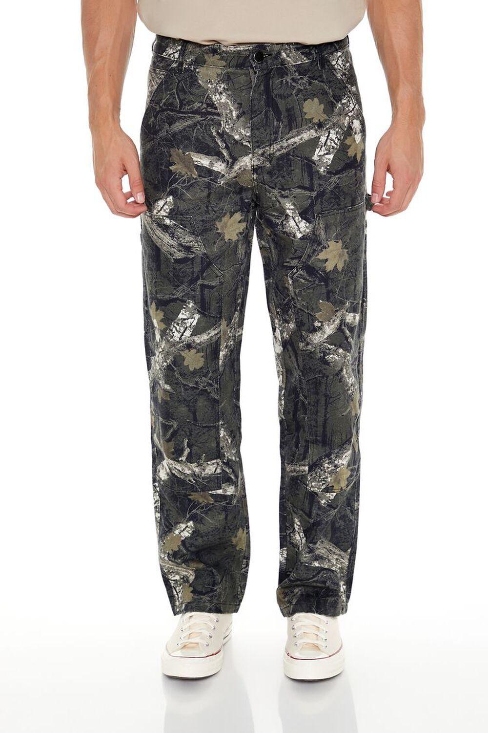 Leaf Print Mid-Rise Straight Pants | Forever 21 Product Image