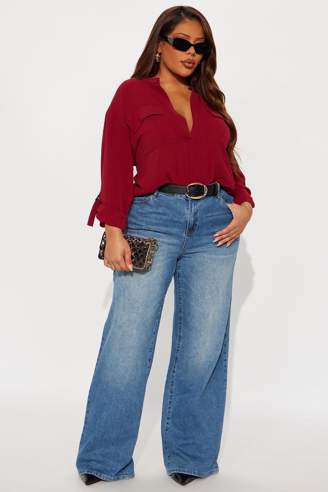 Solange Blouse Top - Burgundy Product Image