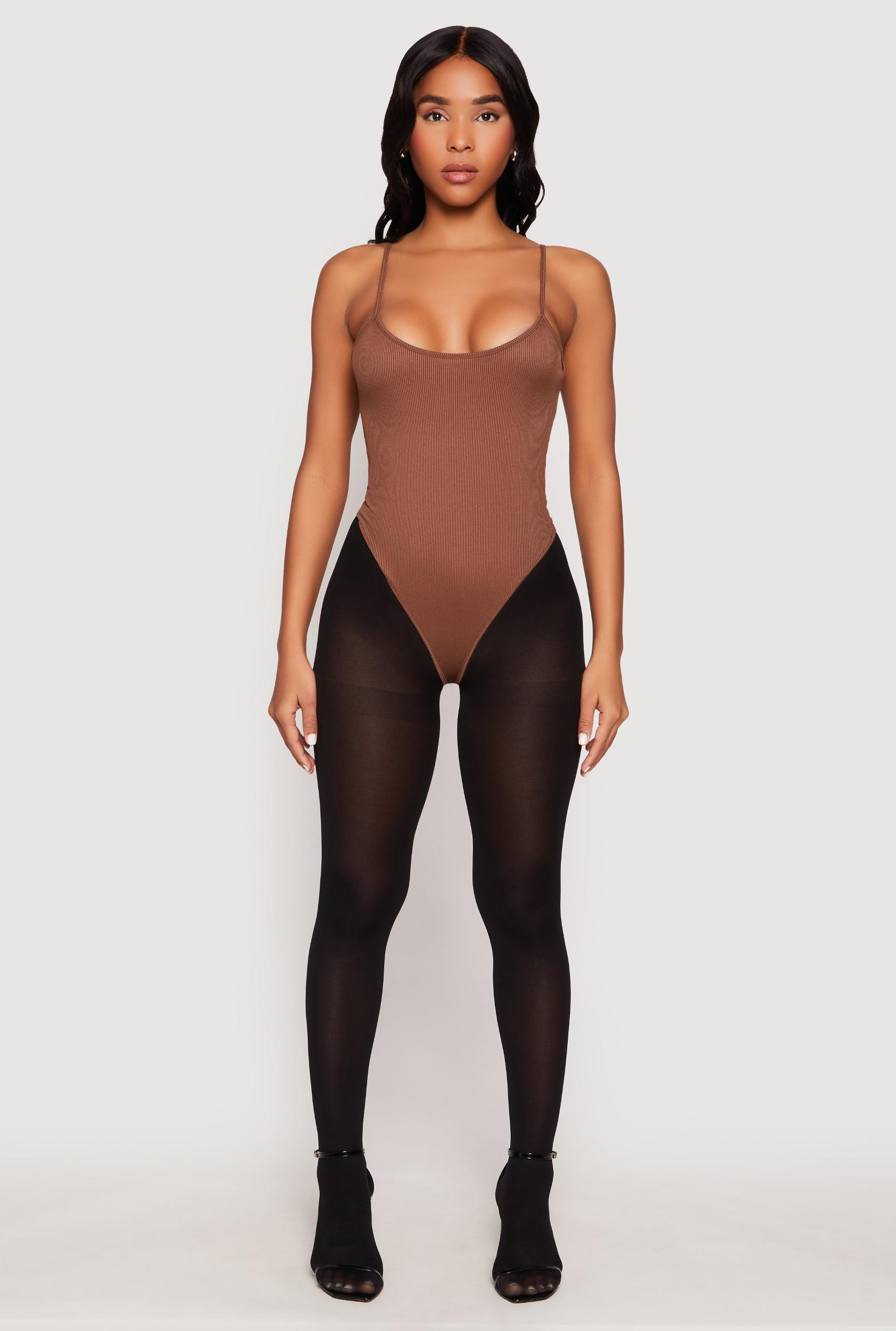 Womens Daisy Rib Knit Cami Thong Bodysuit Product Image