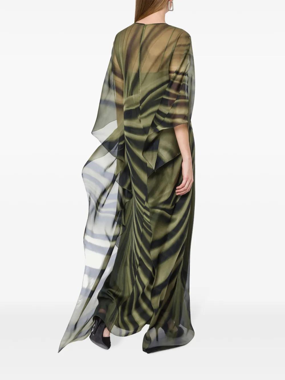 ALBERTA FERRETTI Womens Fantasy Green Abstract-print Chiffon-texture Relaxed-fit Silk Maxi Dress Product Image