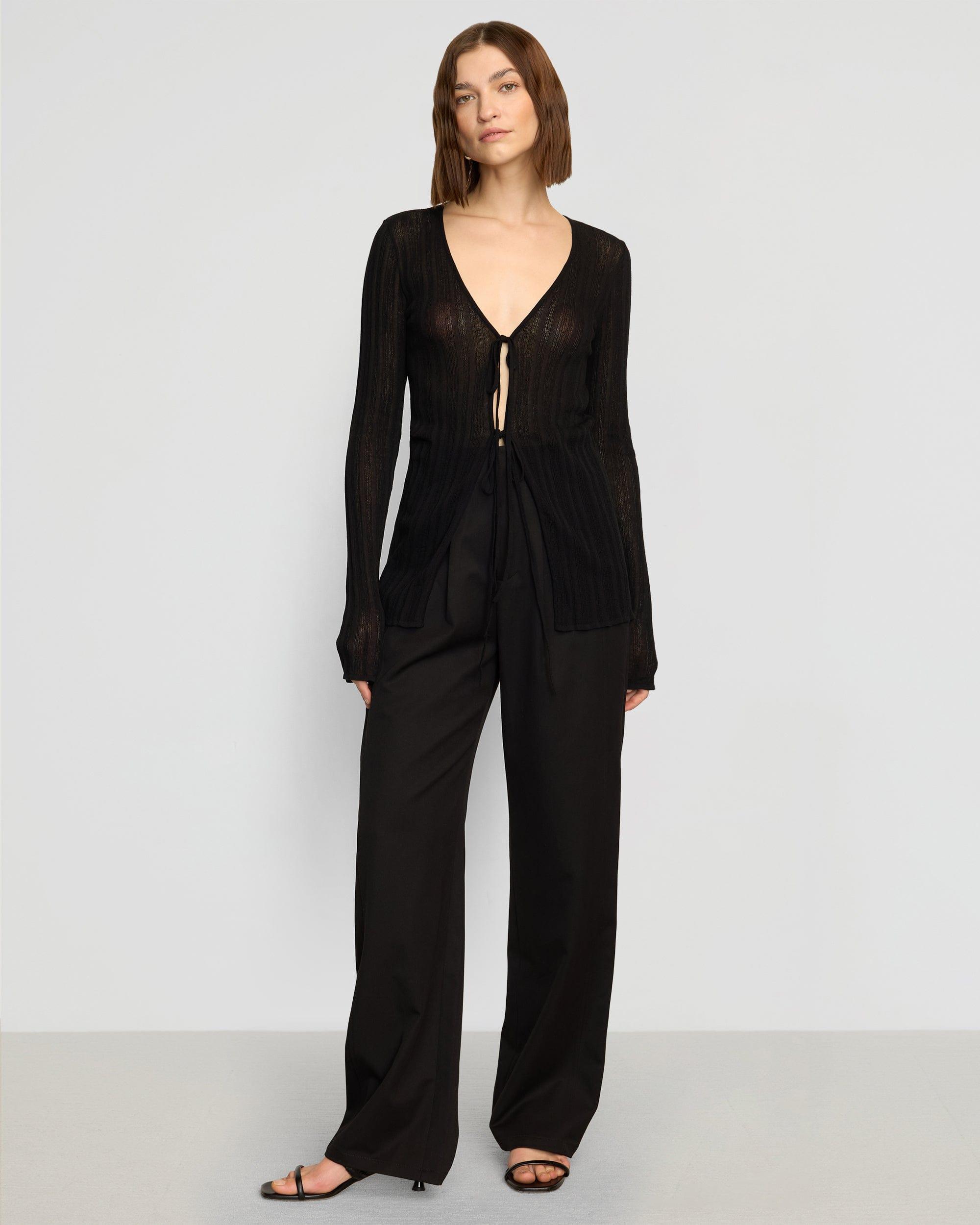 Adina Semi-Sheer Tie-Front Top Product Image