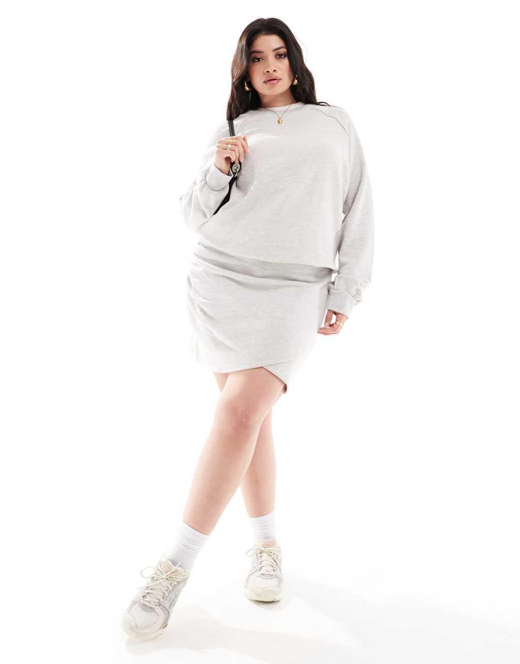 4th & Reckless Plus exclusive wide sleeve sweatshirt in heather gray - part of a set Product Image
