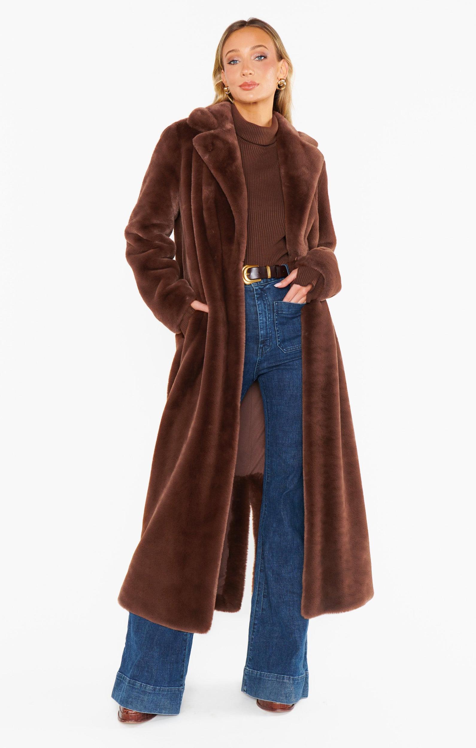 Miss Tiffy Fur Jacket ~ Brown Faux Fur Product Image