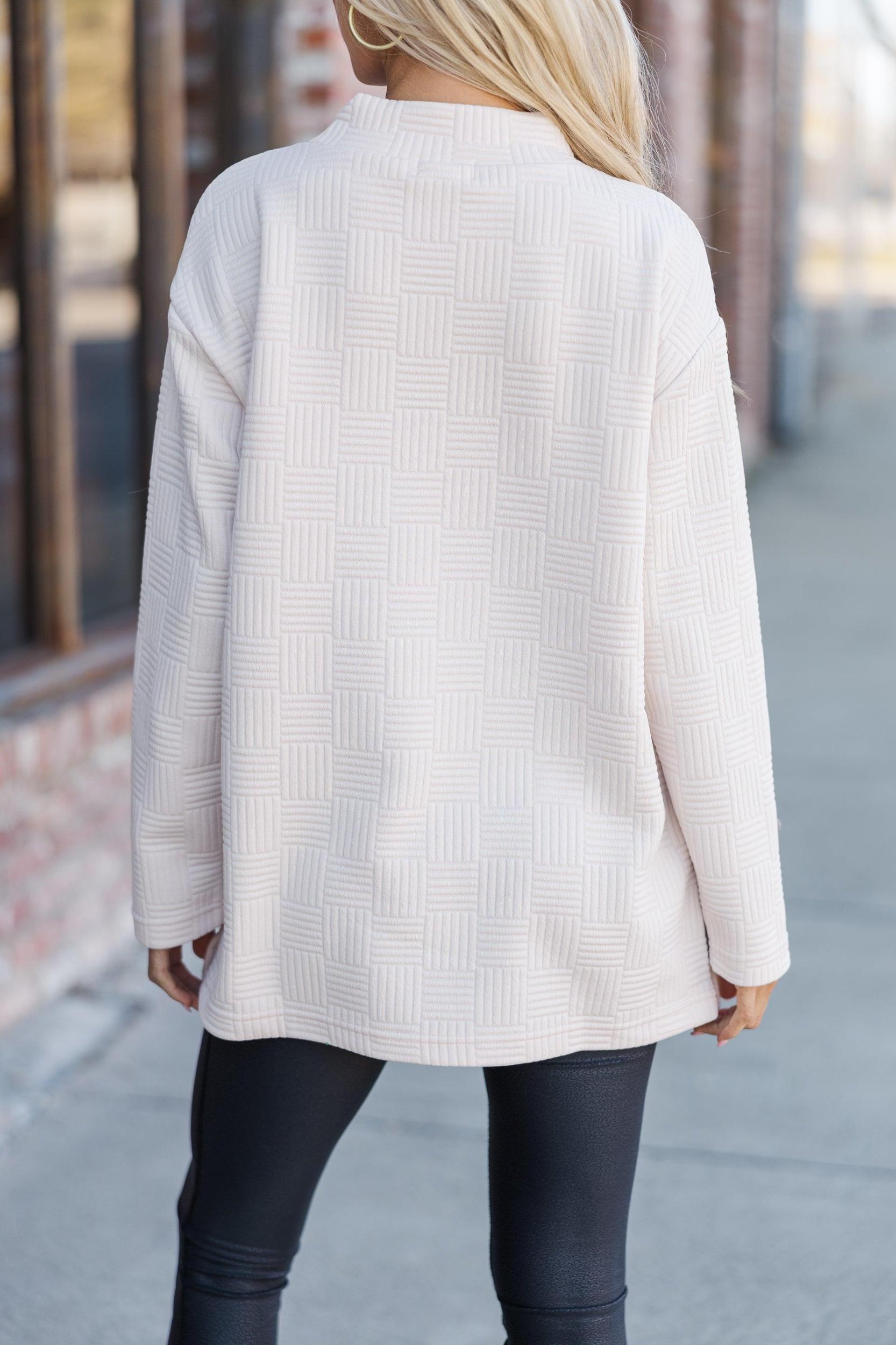 Talk About It Cream Textured Tunic Female Product Image