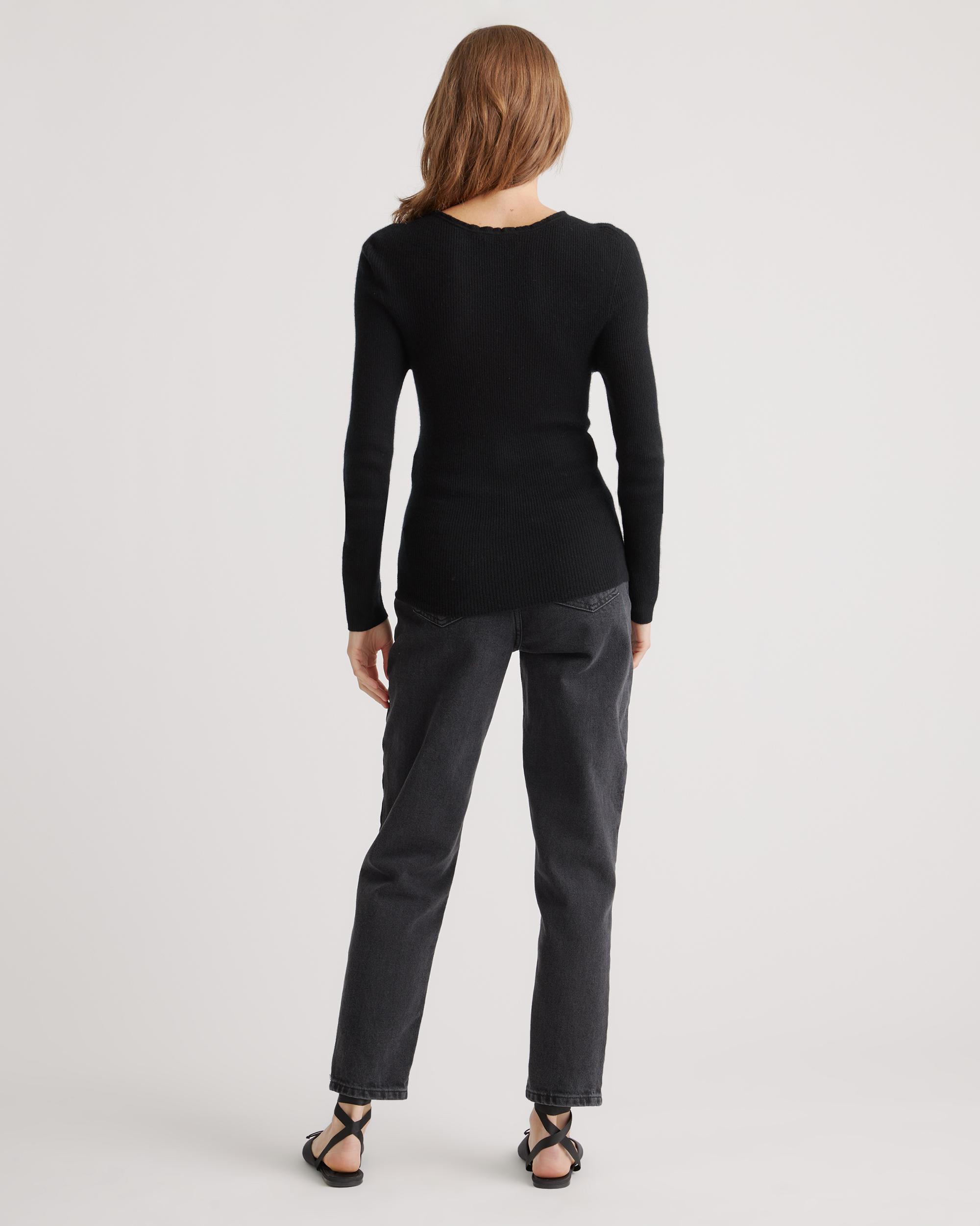 Quince | Women's Featherweight Cashmere Ribbed Crewneck Sweater Product Image