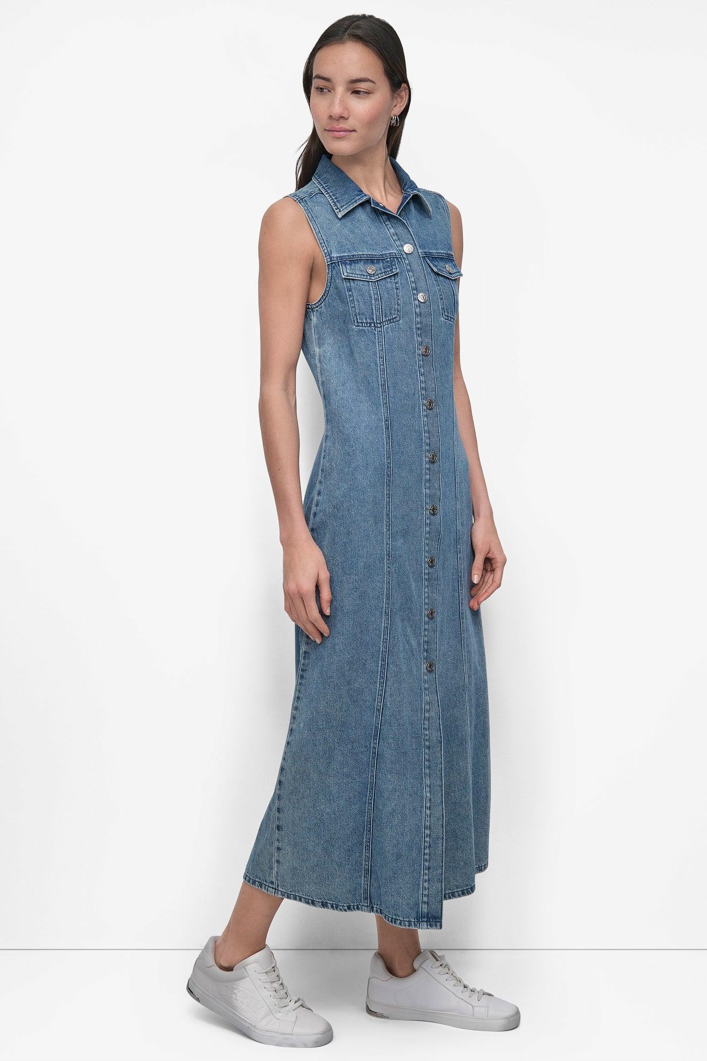 MAXI SLEEVELESS BUTTON FRONT DRESS Product Image