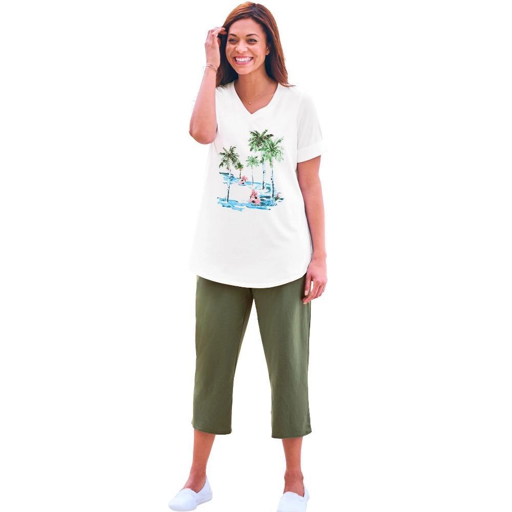 Woman Within Women's Plus Size Short-Sleeve Button Down Seersucker Shirt Product Image