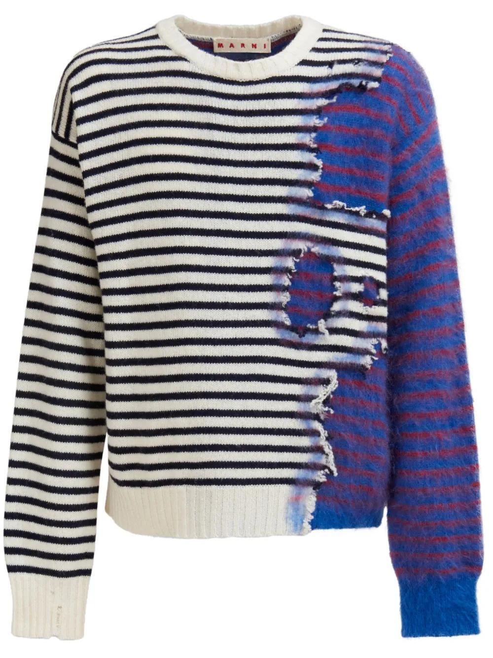 distressed-effect colour-block jumper Product Image
