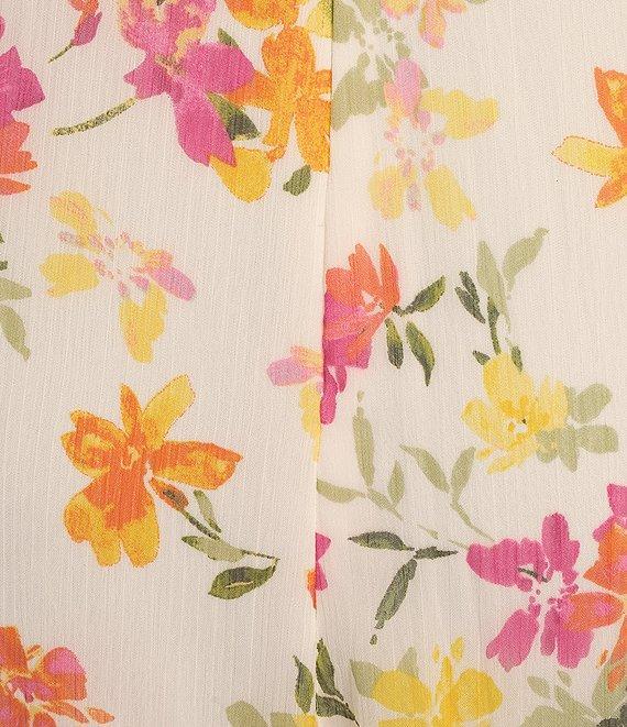 Calvin Klein Crinkled Chiffon Floral Print Midi Dress Product Image