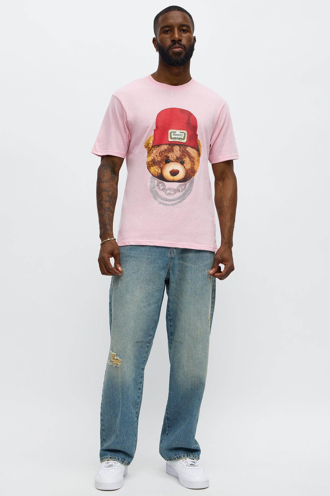 Henny Teddy Rhinestone Short Sleeve Tee - Pink Product Image