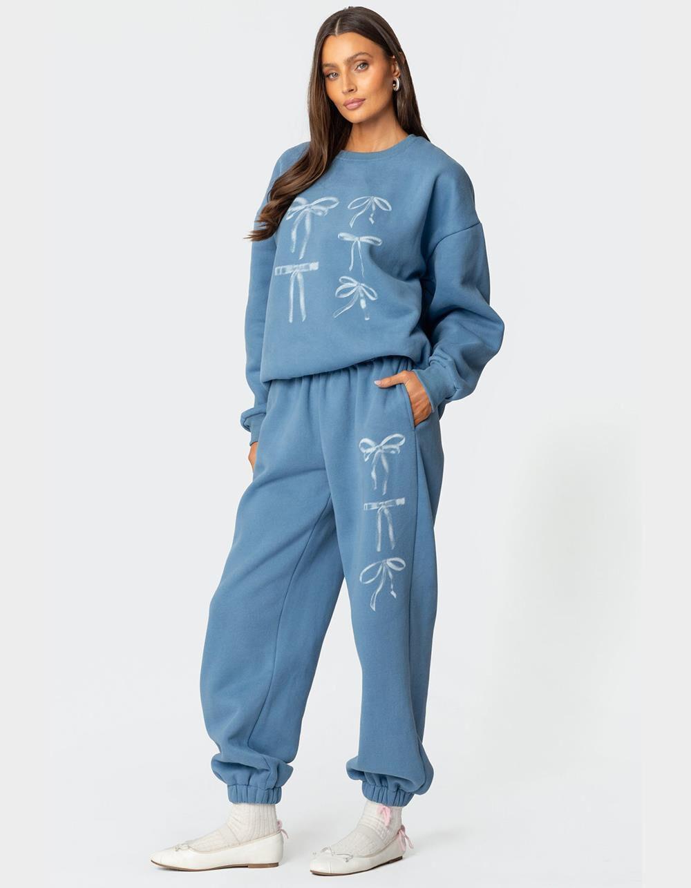 EDIKTED Bow Bliss Oversized Sweatpants Product Image