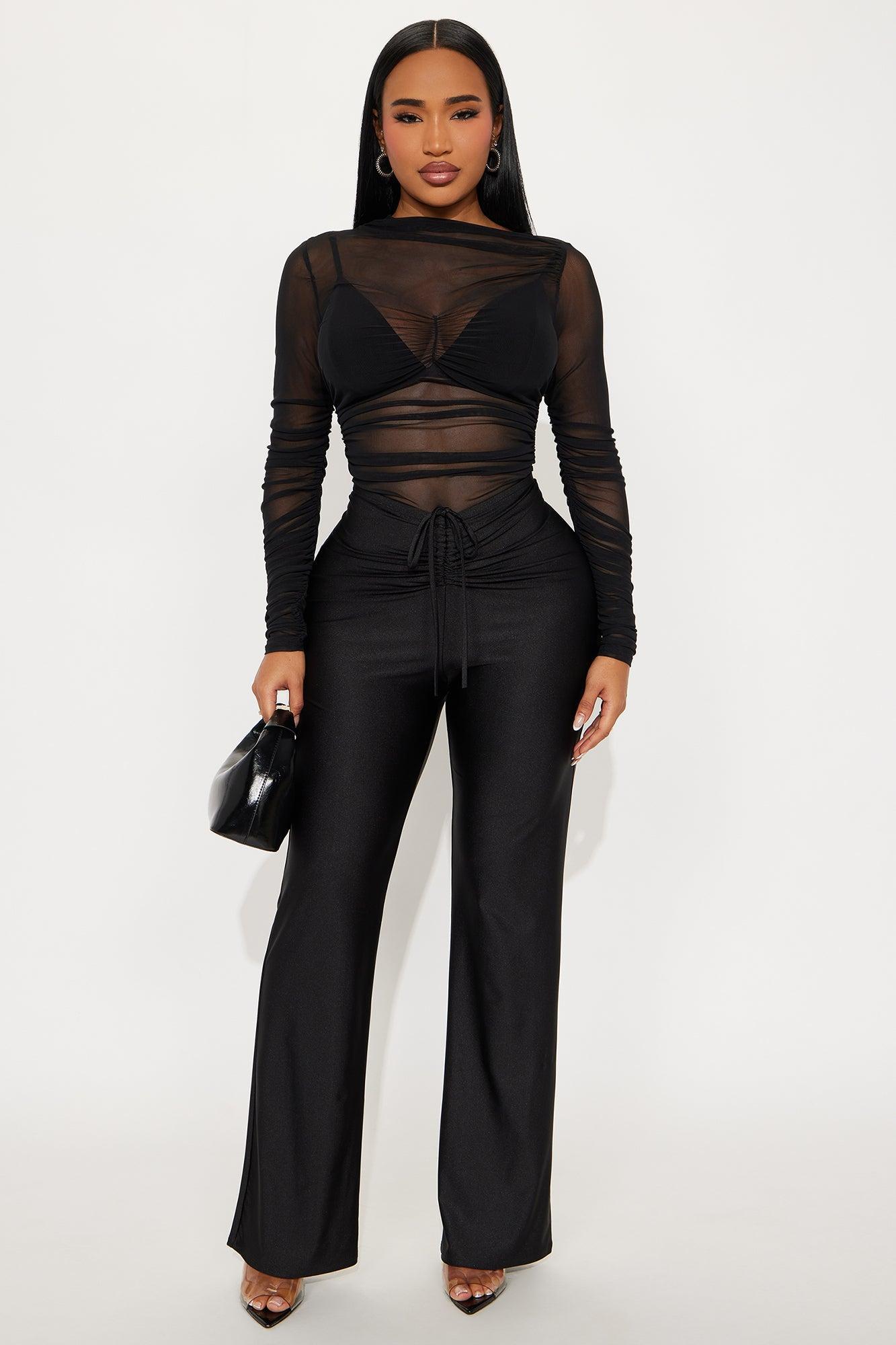 Power Trip Ruched Off Shoulder Mesh Bodysuit - Black Product Image
