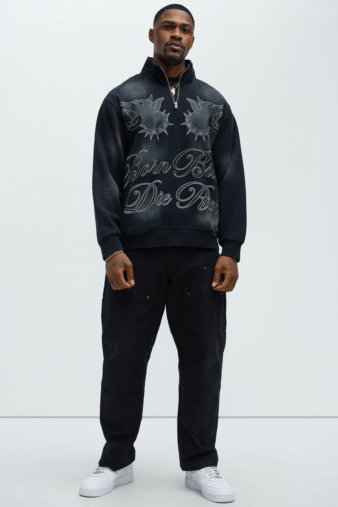Tyson Die Rich Quarter Zip Sweatshirt - Black Wash Product Image