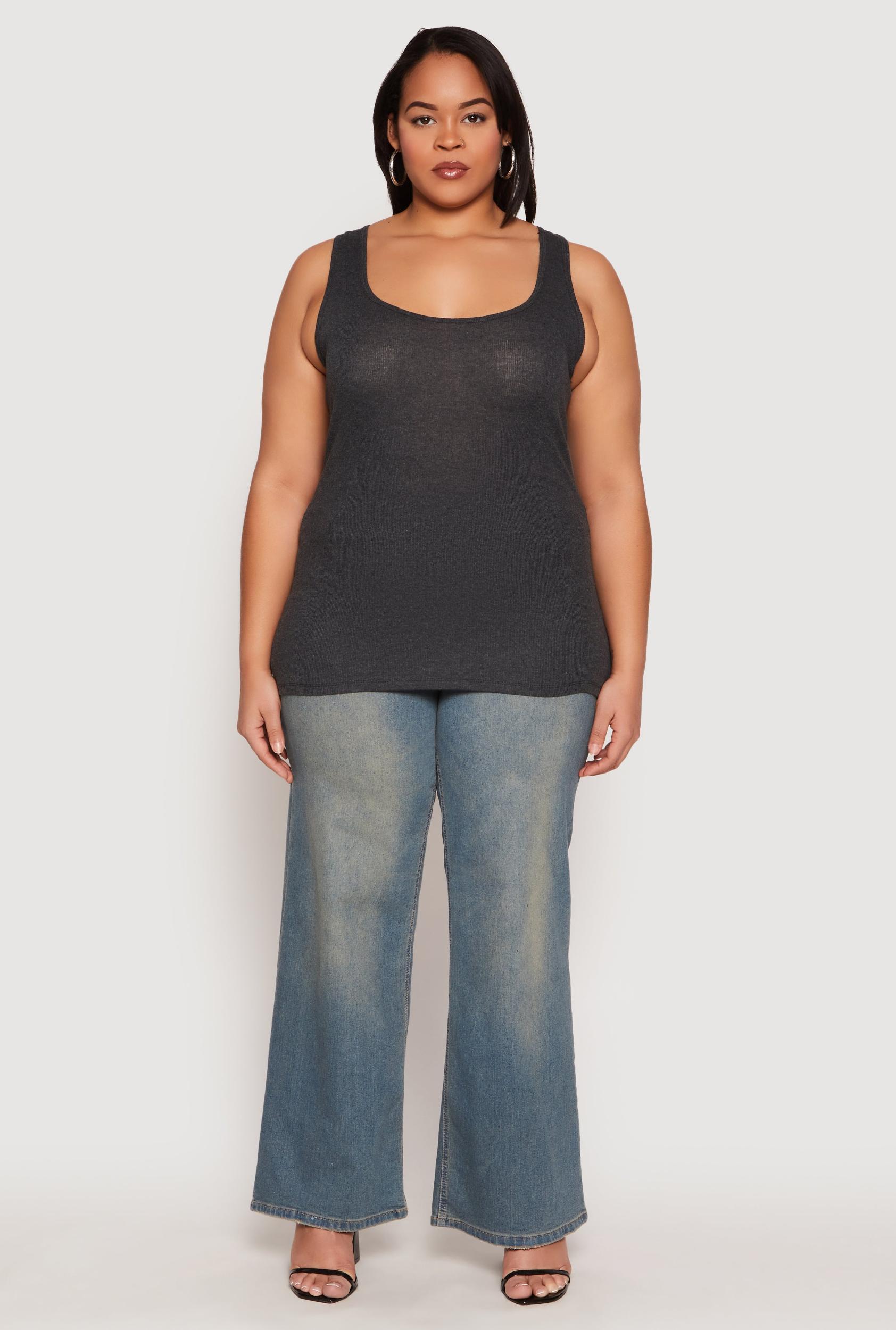 Womens Plus Size Rib Knit Tank Top Product Image