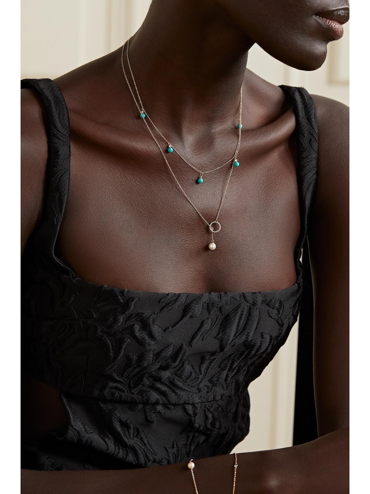 MATEO 14-karat Gold, Turquoise And Diamond Necklace Product Image