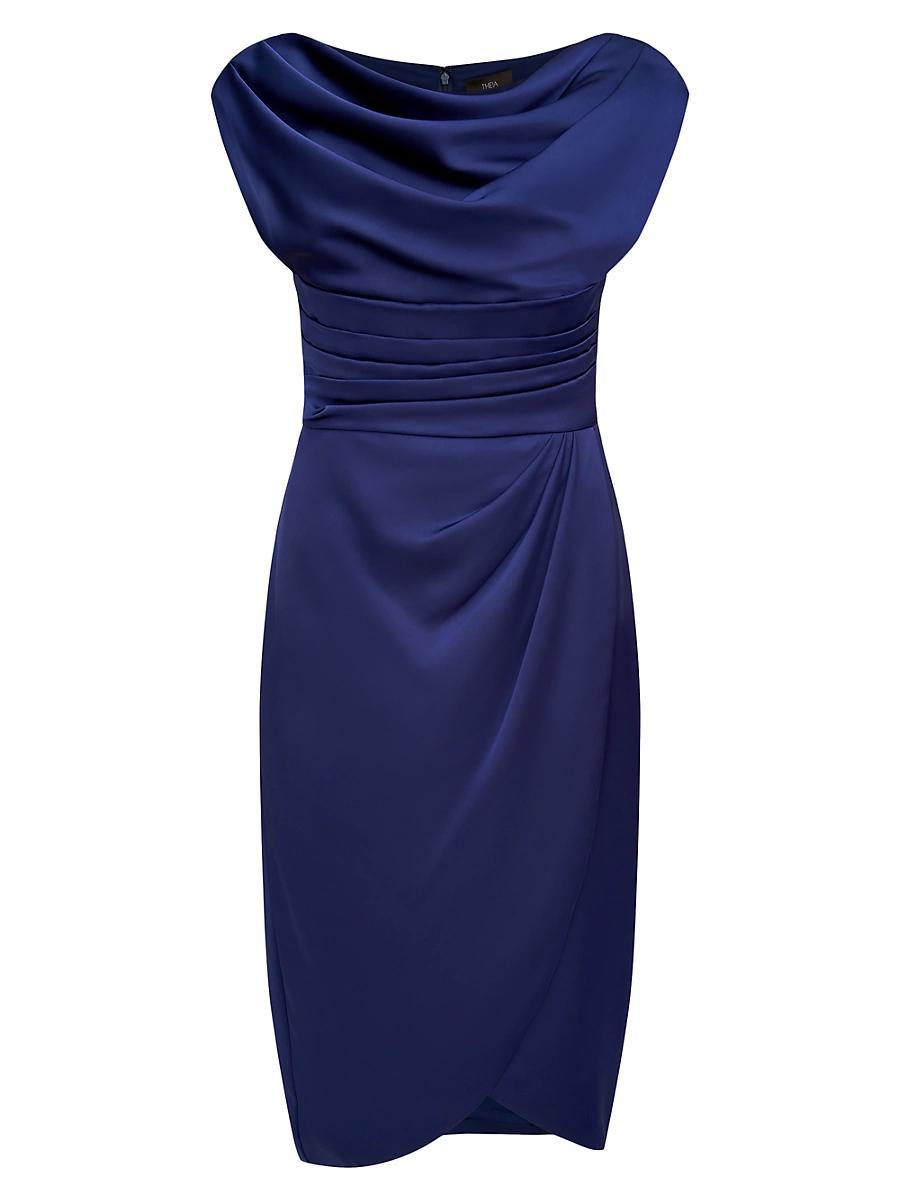 Womens Ivy Gathered Satin Cocktail Dress Product Image