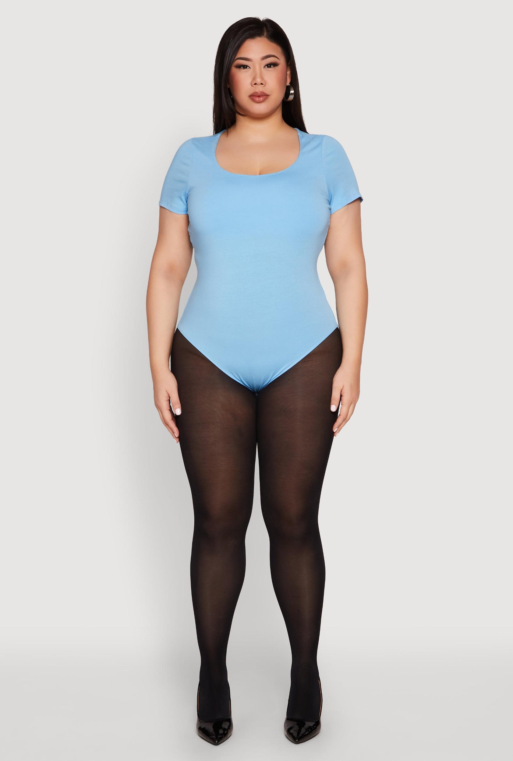 Womens Plus Size Scoop Neck Double Layered Bodysuit Product Image