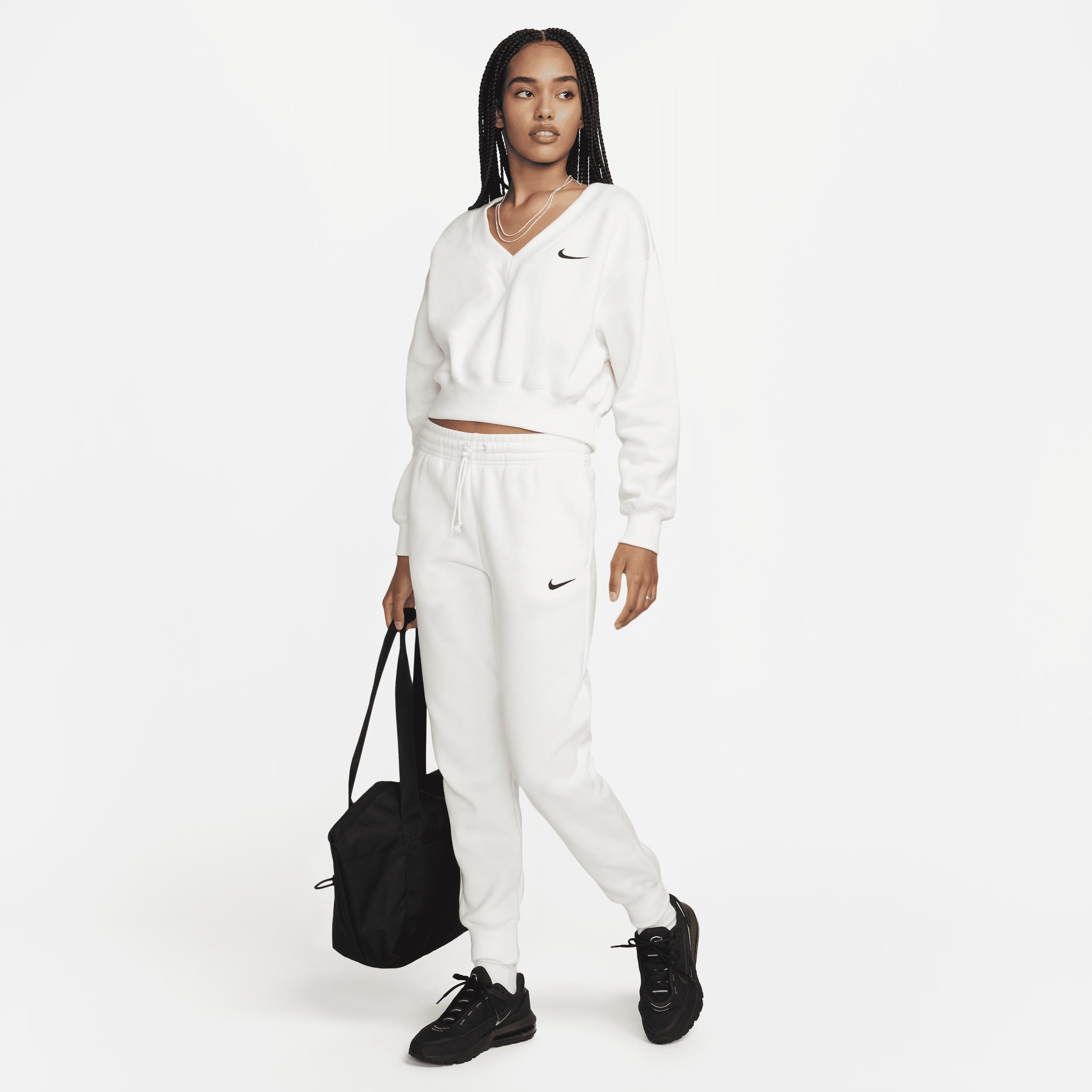 Nike Women's Sportswear Phoenix Fleece Mid-Rise Jogger Sweatpants in White/Sail Size 2XL Cotton/Polyester/Fleece Product Image