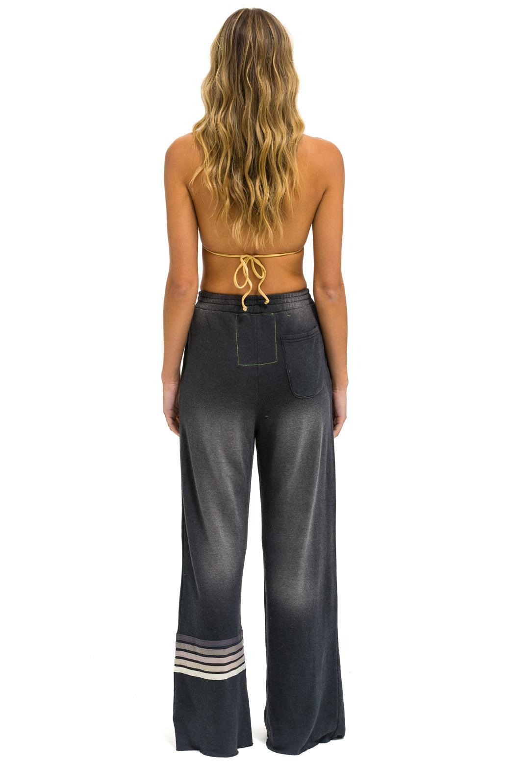 RUGBY STITCH WIDE LEG POCKET SWEATPANTS - FADED SMOKE Female Product Image