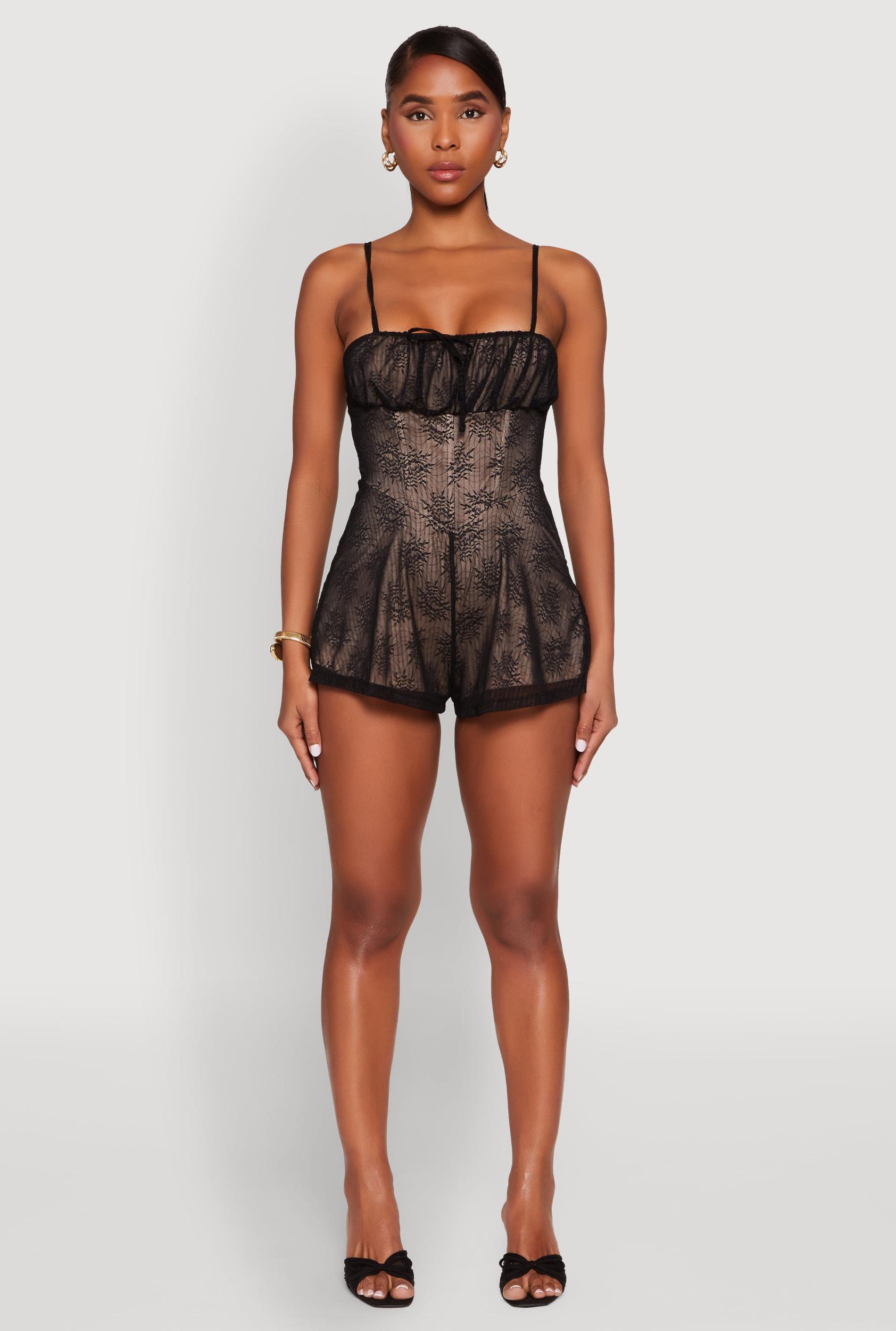 Womens Iris Lace Square Neck Romper Product Image