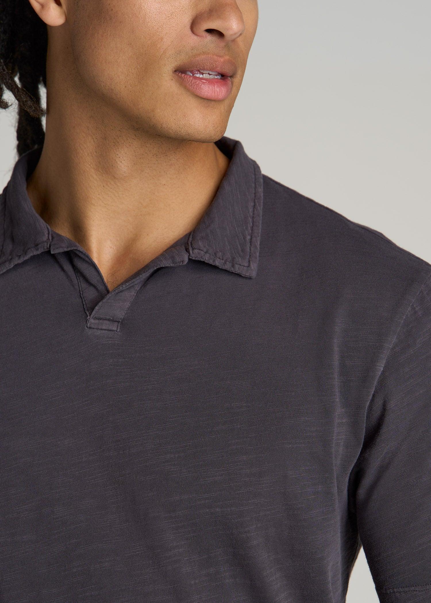 Slub Men's Tall Polo Shirt in Charcoal Male Product Image