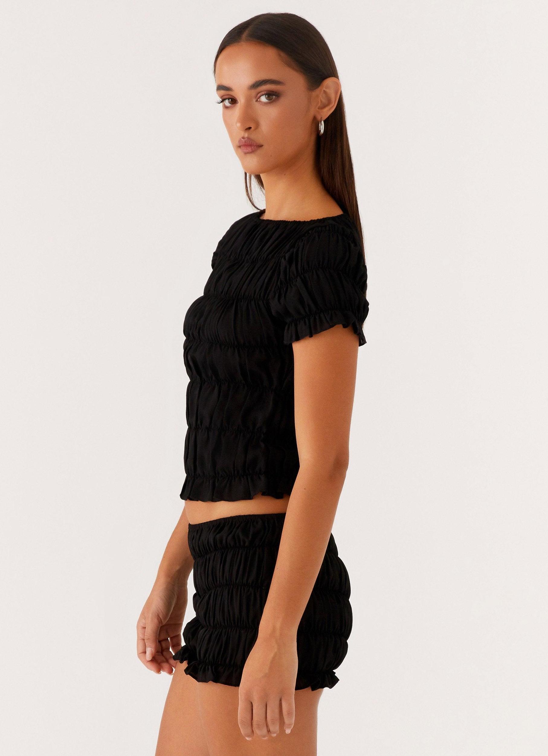 Mateo Ruched Top - Black Product Image