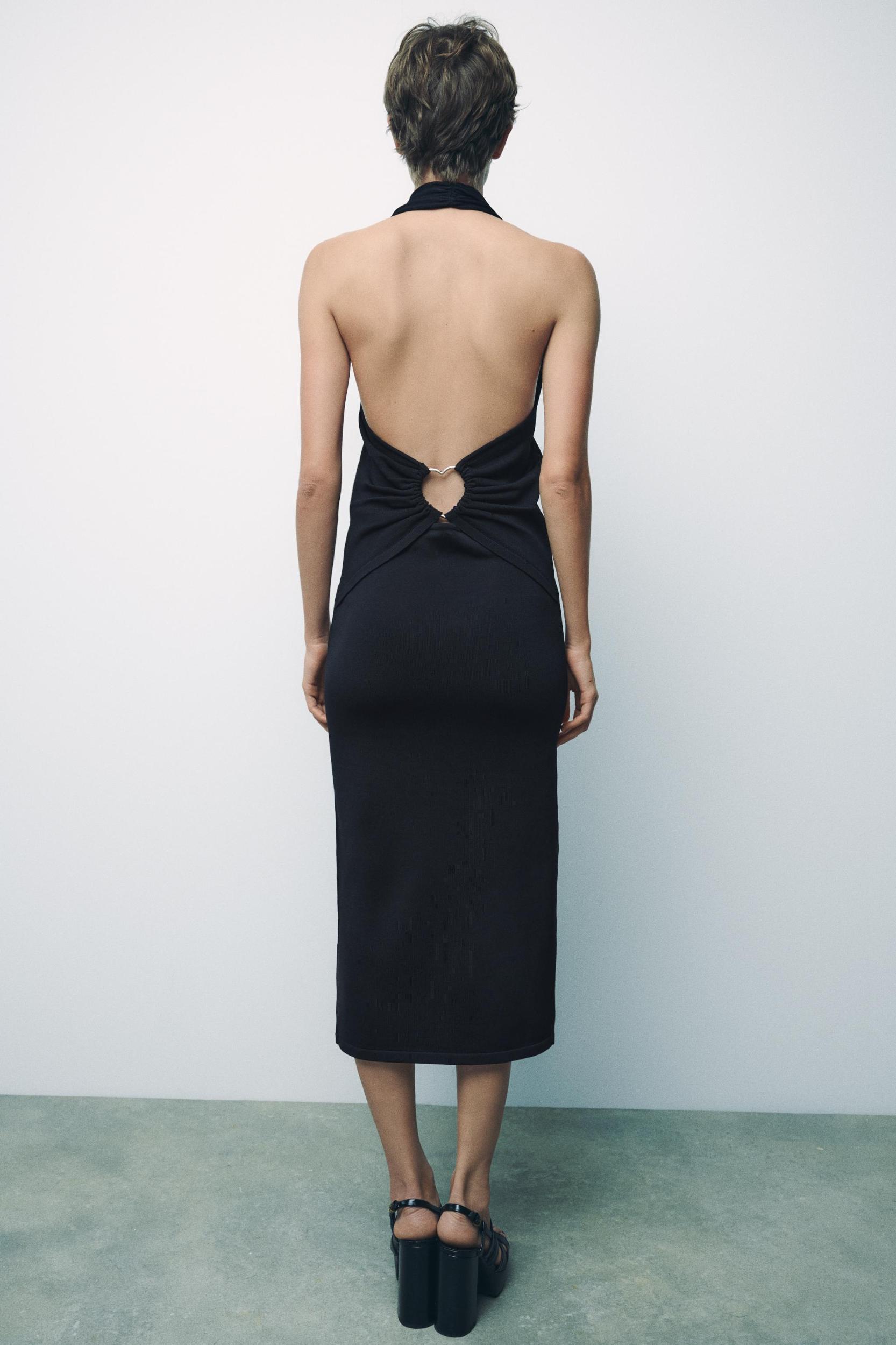 HEART APPLIQUÉ OPEN BACK KNIT DRESS Product Image