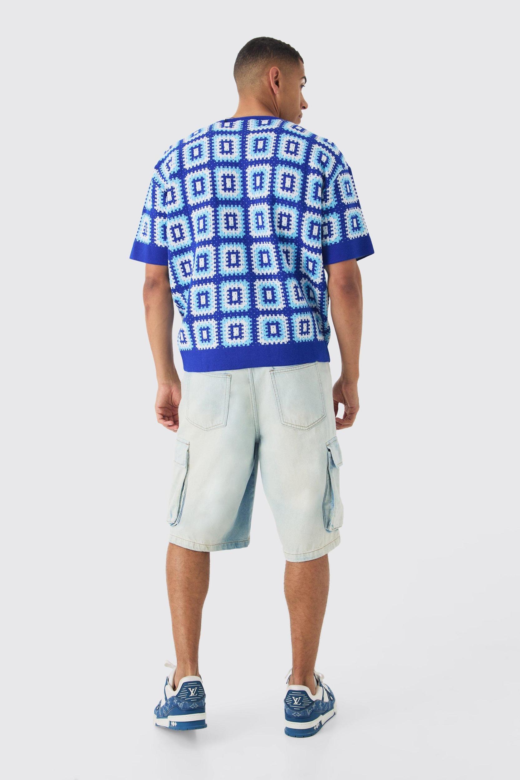 Oversized Crochet Knit T-shirt | boohooMAN USA Product Image