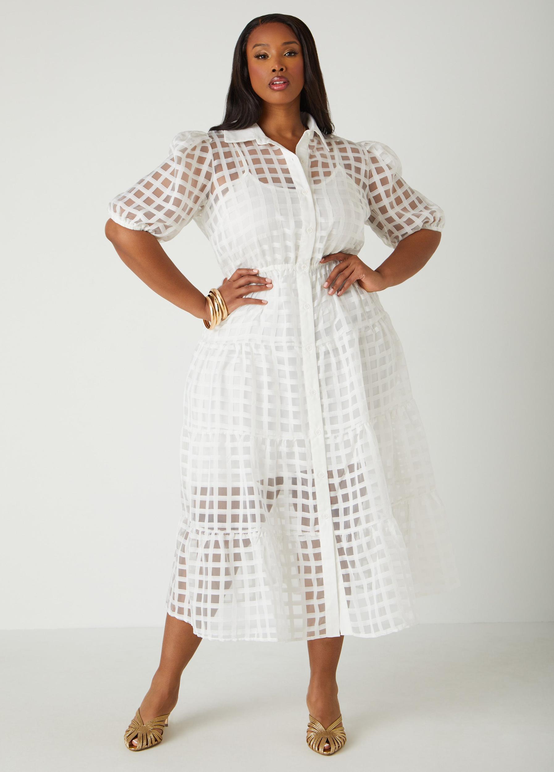 Windowpane Flounced A Line Dress Product Image