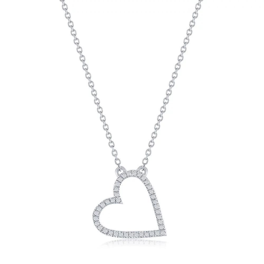 Divine Gold Sterling Silver Open Heart Diamond Necklace, Women's, Size: 16-18" ADJ Product Image