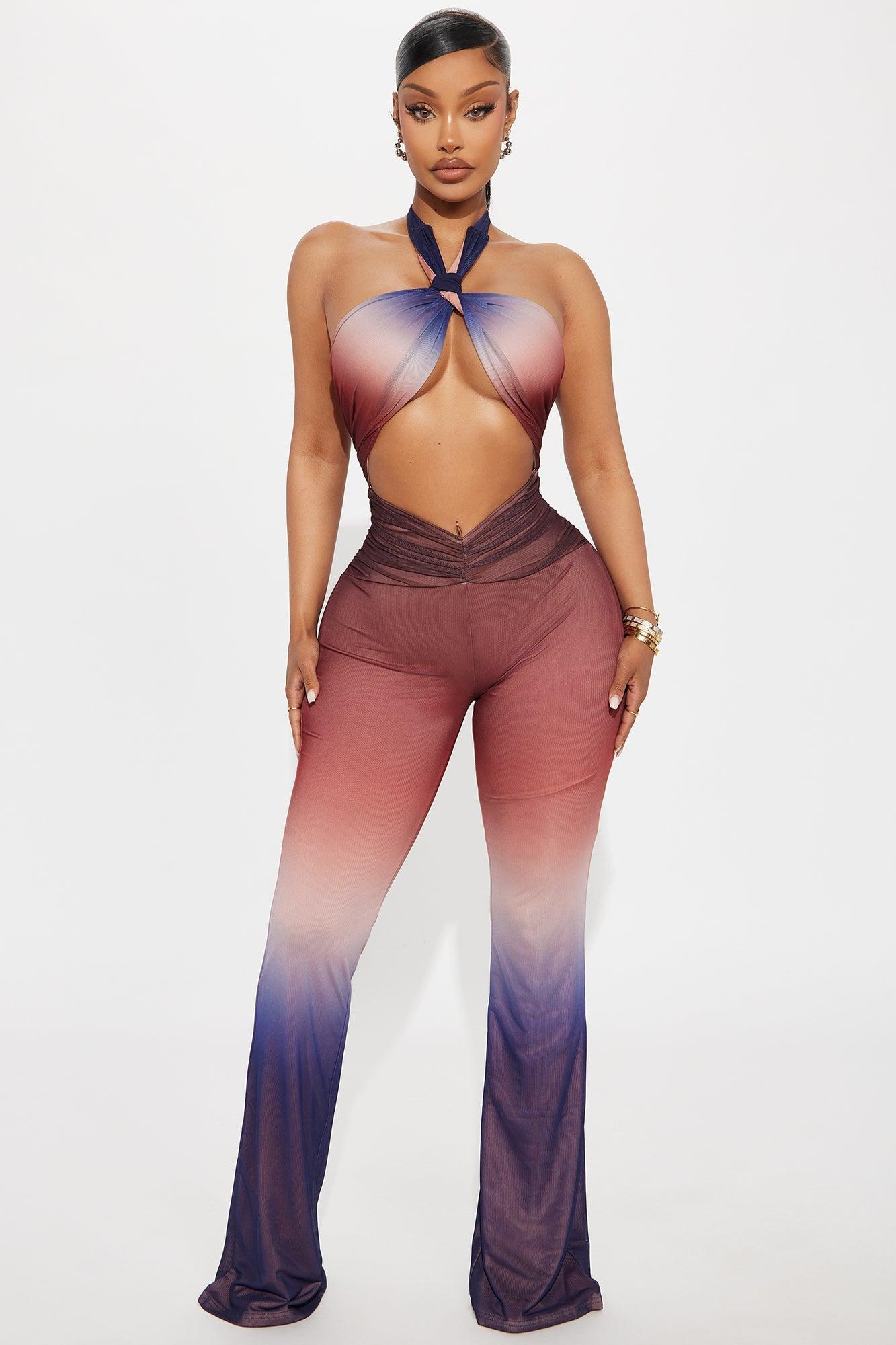 Lasting Glow Mesh Ombre Jumpsuit - Burgundy/combo Product Image