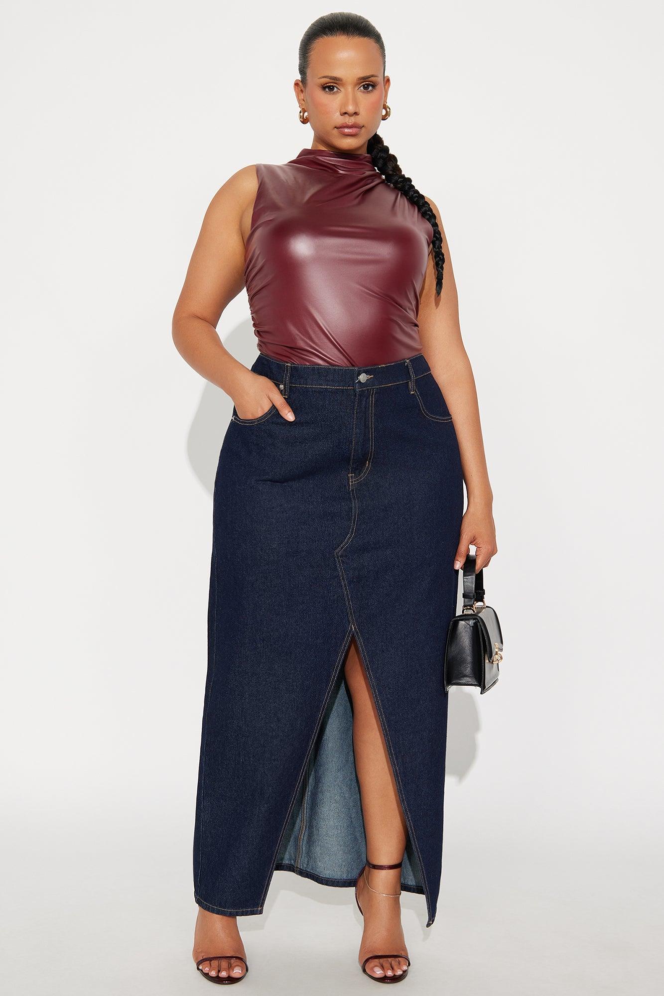 Kourtney Faux Leather Bodysuit - Burgundy Product Image
