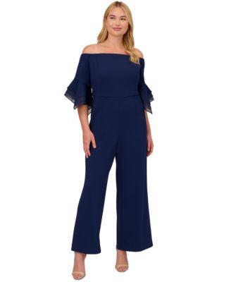 Adrianna Papell Organza Crepe Off The Shoulder Jumpsuit Product Image