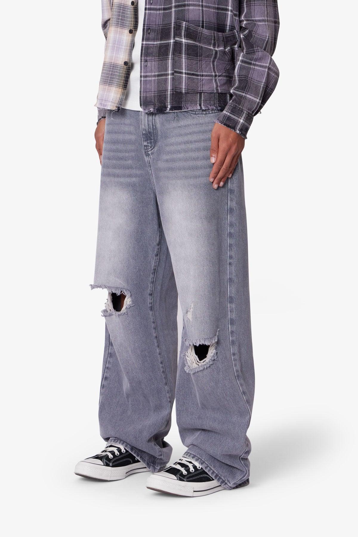 Ultra Baggy Blowout Denim - Washed Grey Product Image