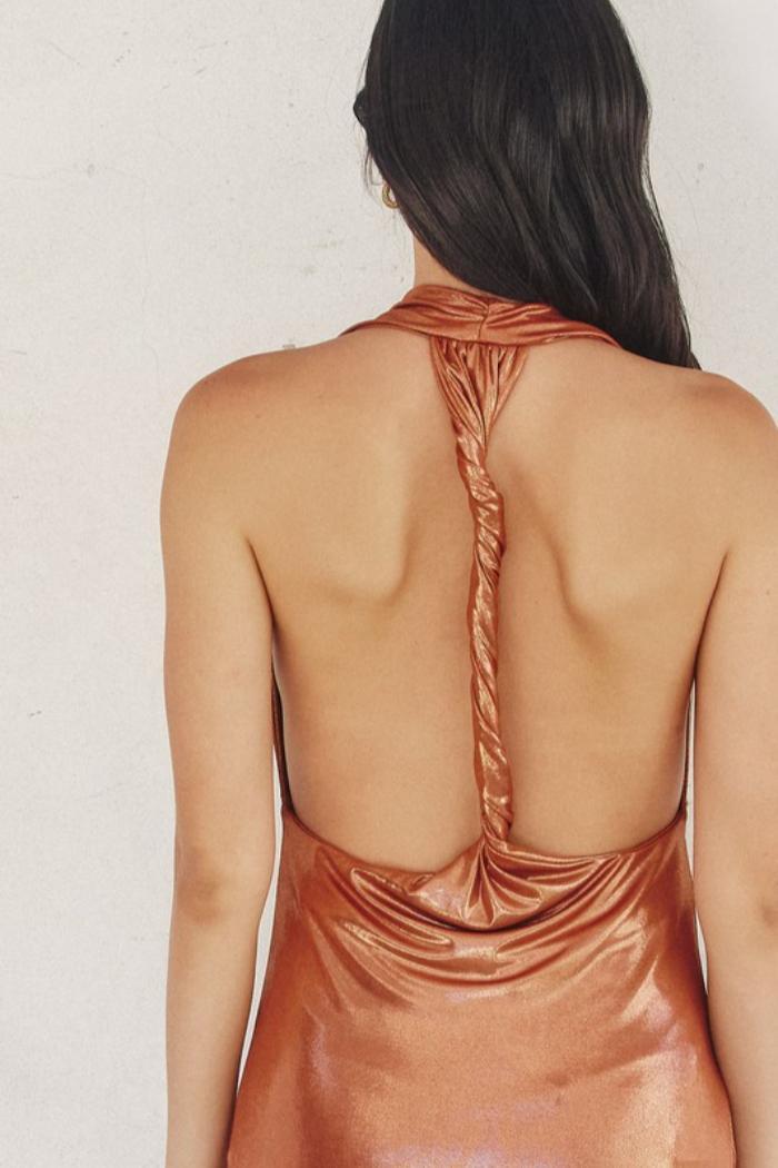 Cowl Neck Twist Back Dress Product Image