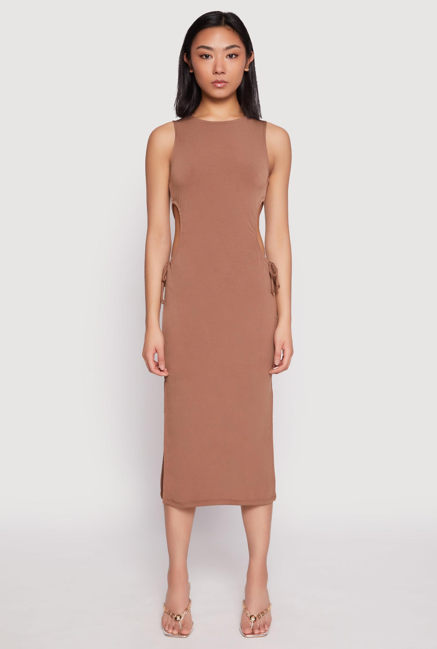 Womens Drawstring Side Cut Out Midi Dress Product Image
