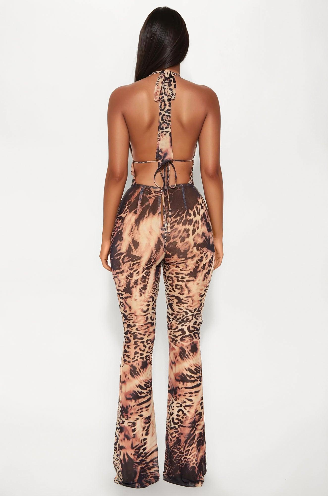 Wild One Leopard Print Mesh Jumpsuit - Leopard Product Image